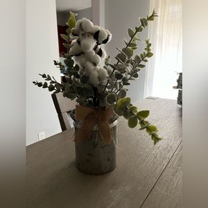 Eucalyptus plant with cotton decor